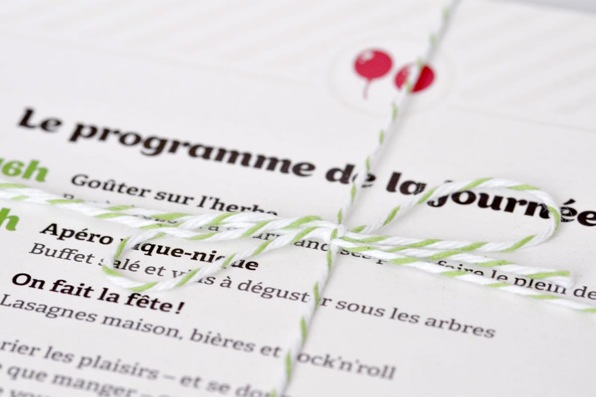 Faire-part sur mesure: programme de la journée