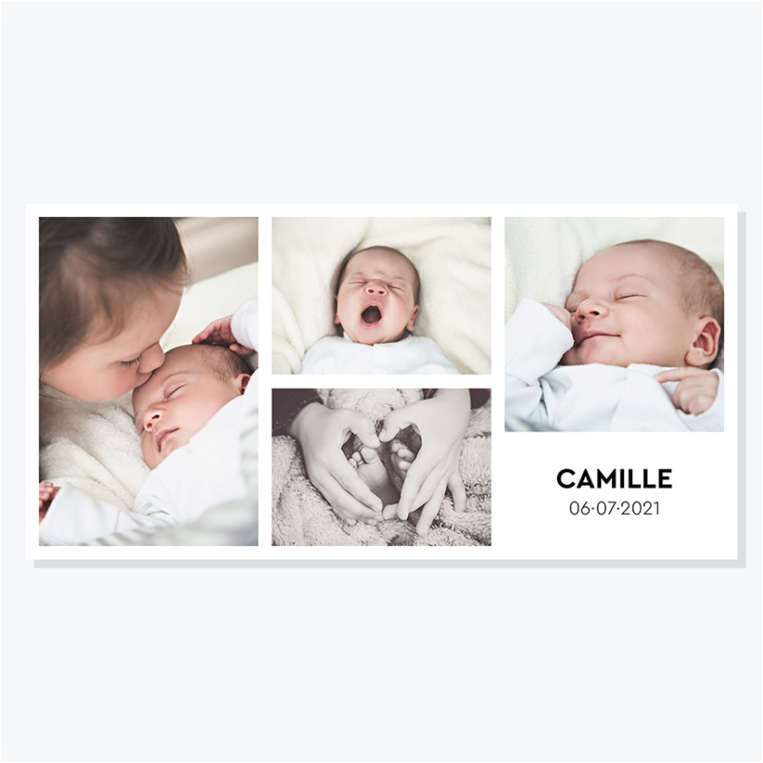 Faire-part de naissance avec quatre photos